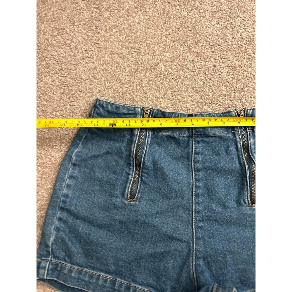 Forever 21 Denim Shorts Womens 26 Blue Excellent High Waist Exposed Zippers
